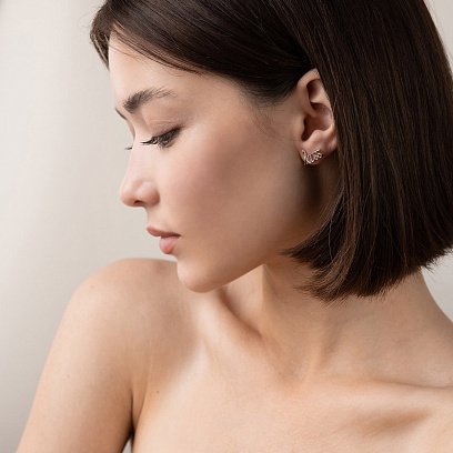 Сережки - пусети "Kiss" в сріблі 123064 №3