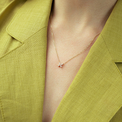 Колье "Цветочек" в желтом золоте (бриллианты) колб0193sm №4