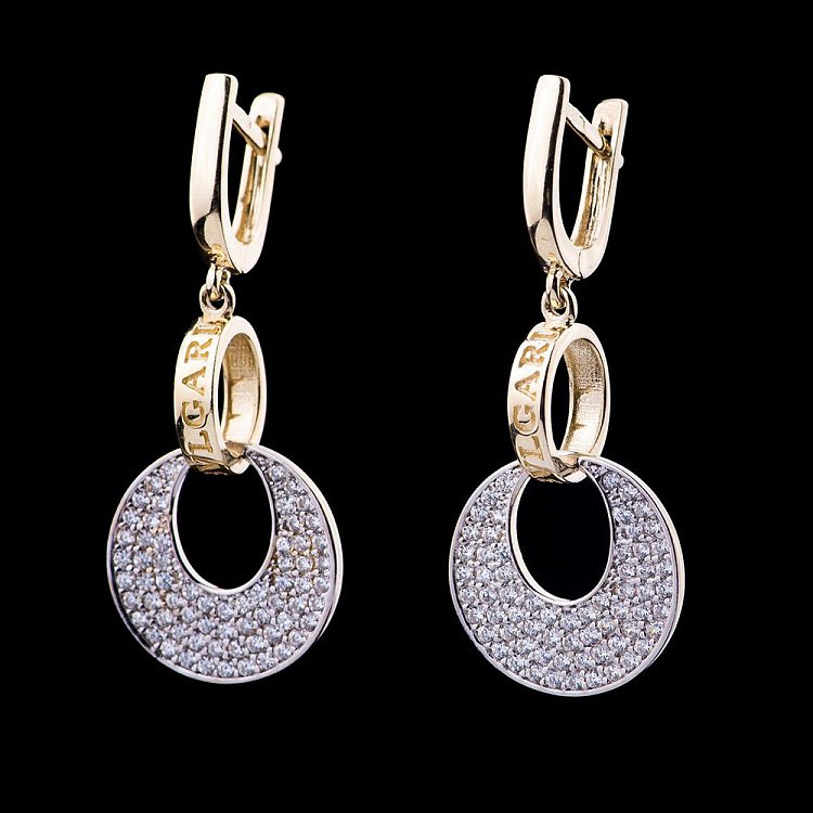 Золотые серьги (фианиты) с04592 от ювелирного магазина Оникс - 1