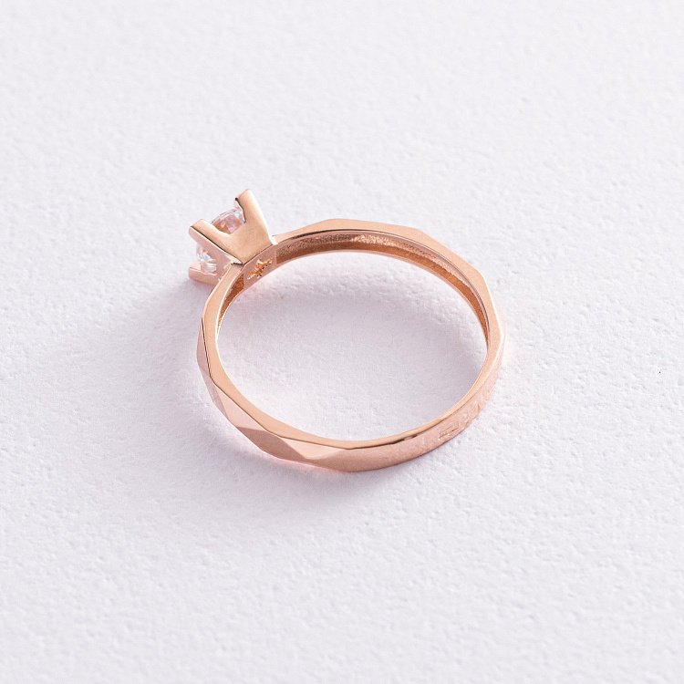 Помолвочное золотое кольцо с фианитом к06432 от ювелирного магазина Оникс - 3