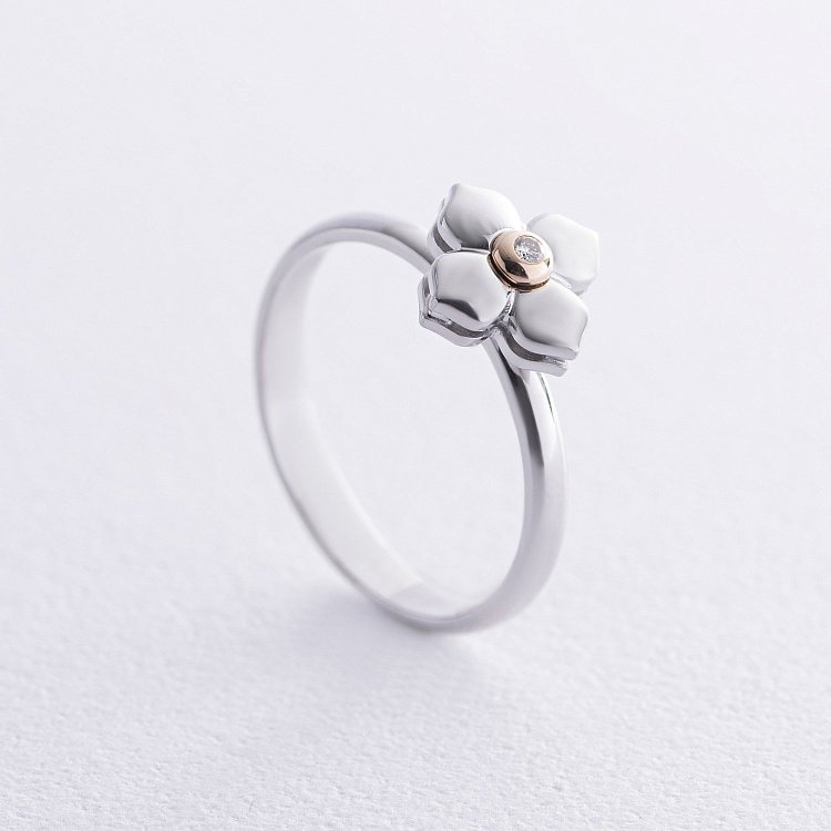 Золотое кольцо "Клевер" с бриллиантом 235301121 от ювелирного магазина Оникс