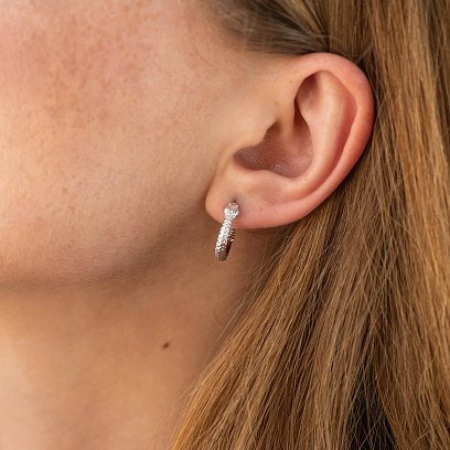 Сережки - пусети "Грумучі змії" у білому золоті с09077 №2