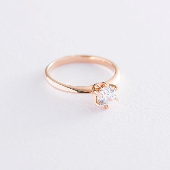 Помолвочное кольцо в красном золоте (куб. цирконий Swarovski) к06226 №3