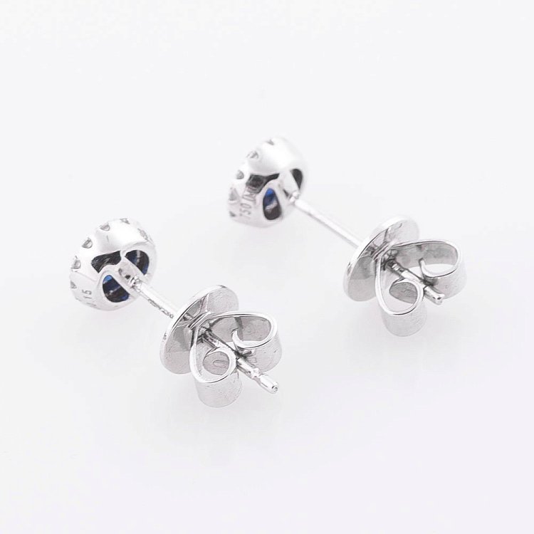 Золотые серьги - пусеты с сапфиром и бриллиантами сб0034mi от ювелирного магазина Оникс - 2