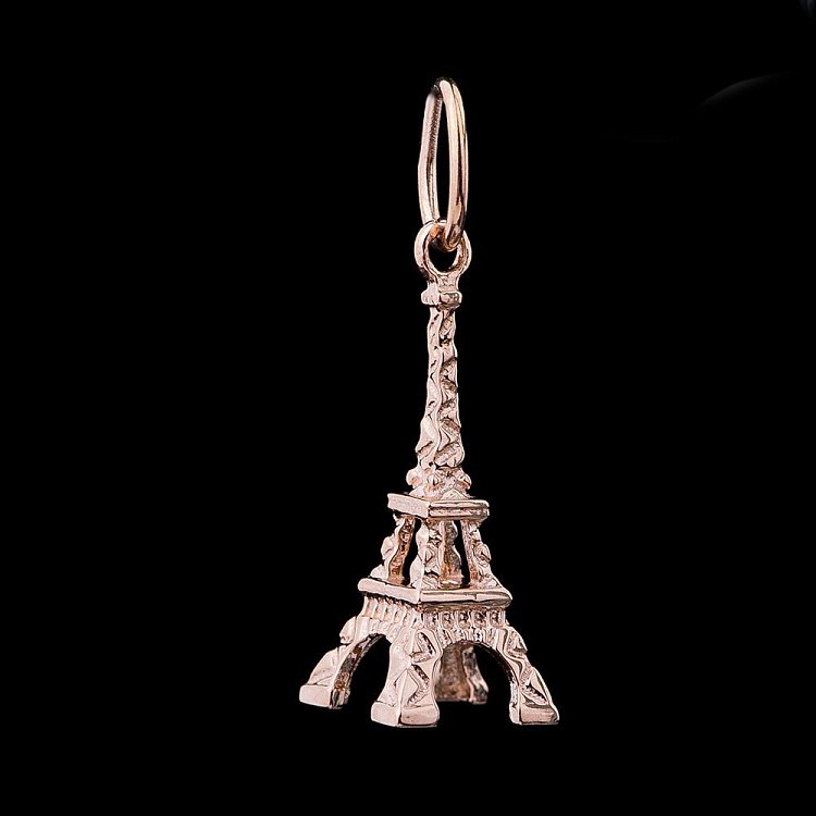 Золотая подвеска "Эйфелевая башня" с фианитами п02728 от ювелирного магазина Оникс - 1