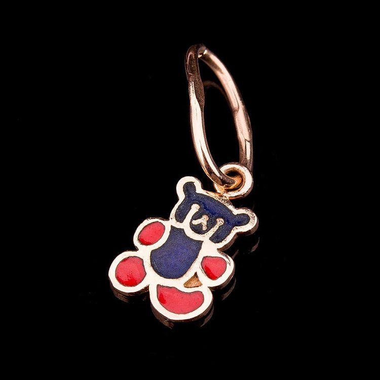 Золотая детская подвеска "Мишка" (эмаль) п00639 от ювелирного магазина Оникс