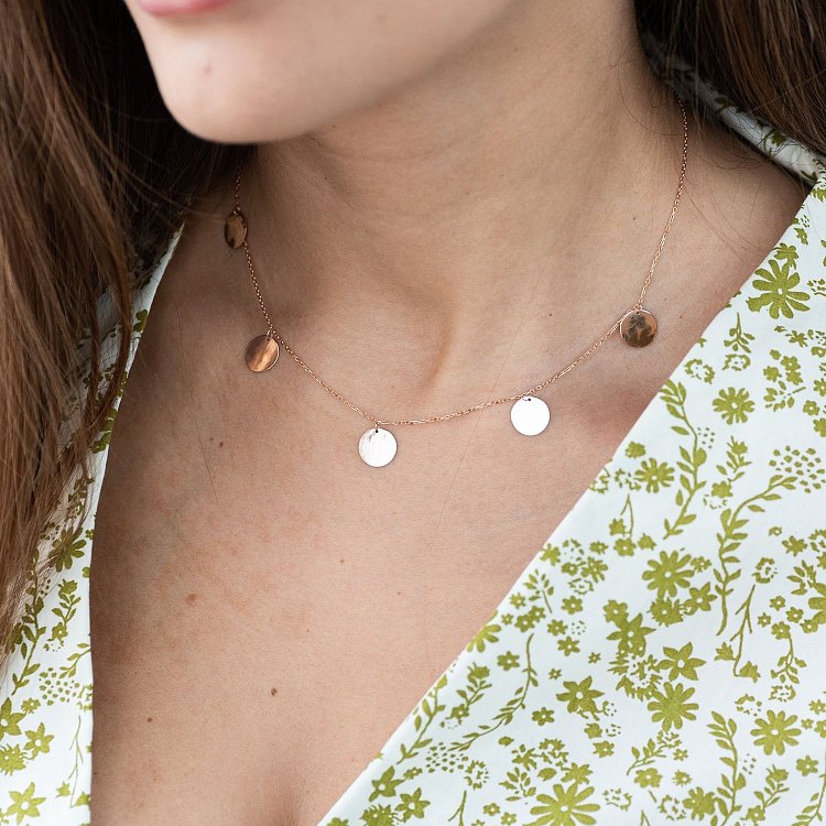 Колье "Монетки" в красном золоте (5 шт) кол01708 от ювелирного магазина Оникс - 8