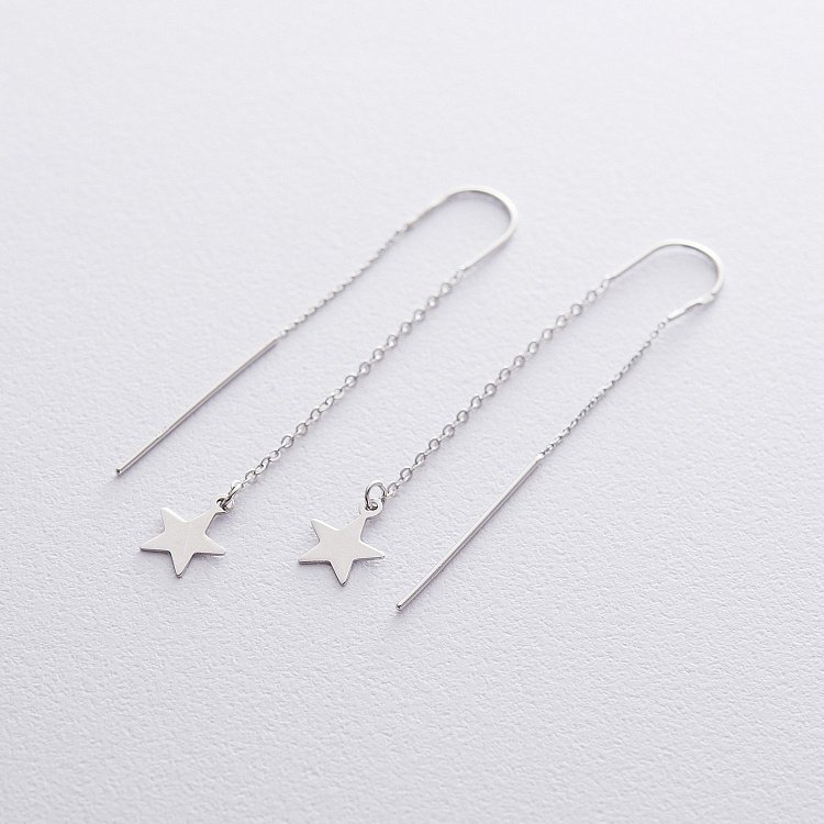 Сережки-протяжки "Зірочки" (родій) 122123 від ювелірного магазину Онікс