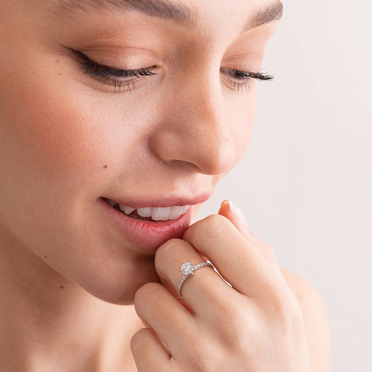 Заручальна золота каблучка з діамантами 220311121 від ювелірного магазину Онікс - 5