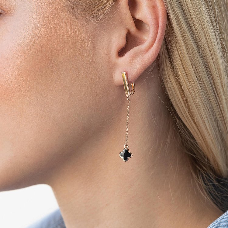 Золоті сережки "Конюшина" з емаллю 400273E від ювелірного магазину Онікс - 5