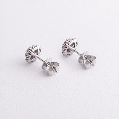 Золотые серьги - пусеты "Цветочки" 2 в 1 с бриллиантами сб0627ca №3