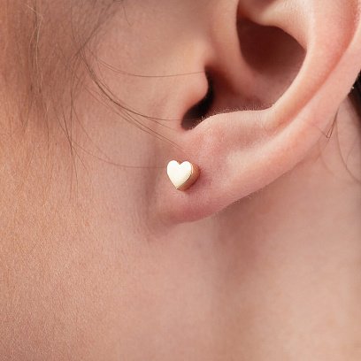 Сережки - пусети "Сердечки" у жовтому золоті с08345 №7