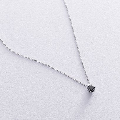 Колье в белом золоте с черным бриллиантом 736131122 №5
