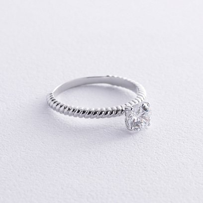 Заручальна золота каблучка з фіанітом к07639 №5