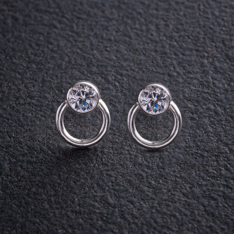 Серебряные серьги - пусеты "Эйприл" с фианитами 123278 от ювелирного магазина Оникс - 7