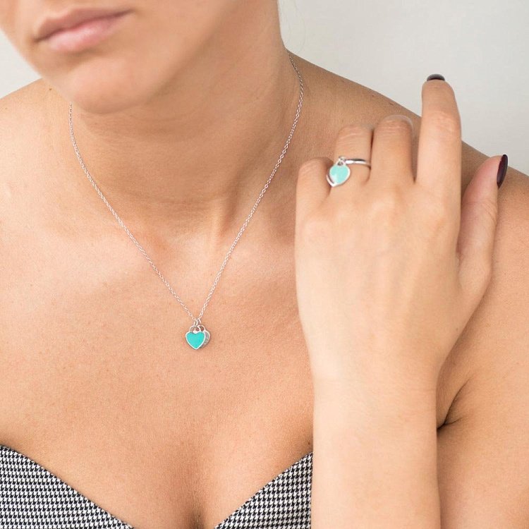 Срібне кольє "Сердечка з емаллю" 18643 від ювелірного магазину Онікс - 5