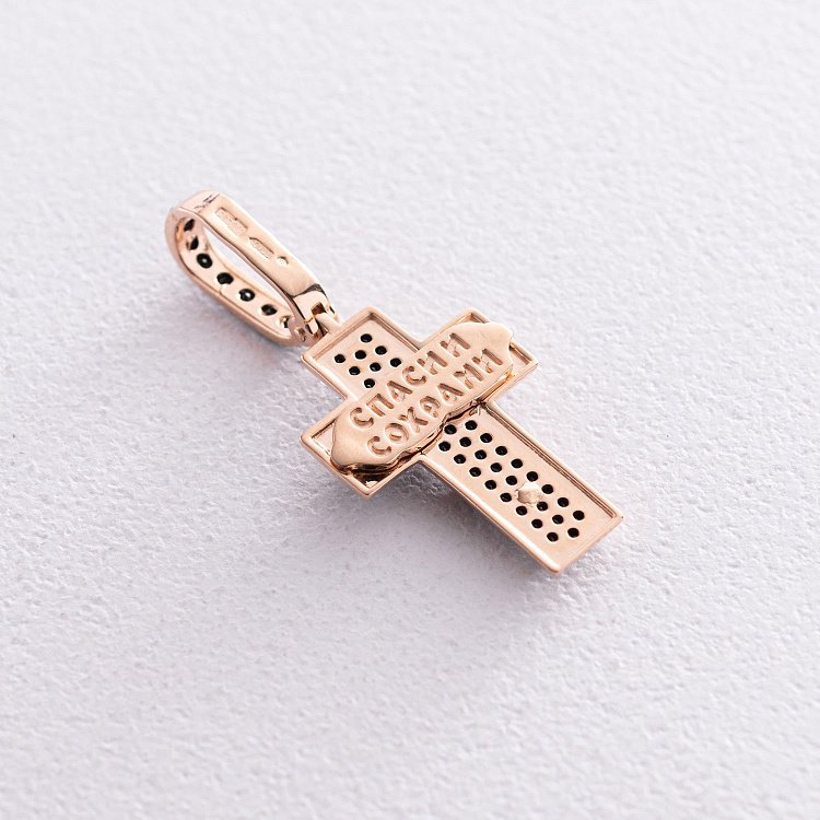 Православний хрест "Розп'яття. Спаси і Збережи" (фіаніти)  270045 від ювелірного магазину Онікс - 1