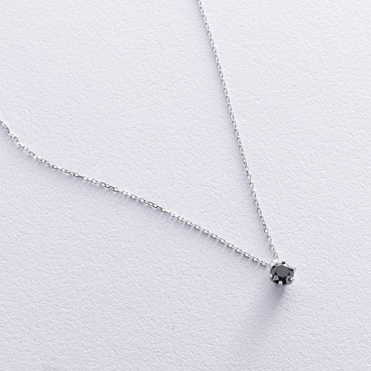 Колье в белом золоте с черным бриллиантом 736131122 от ювелирного магазина Оникс - 4