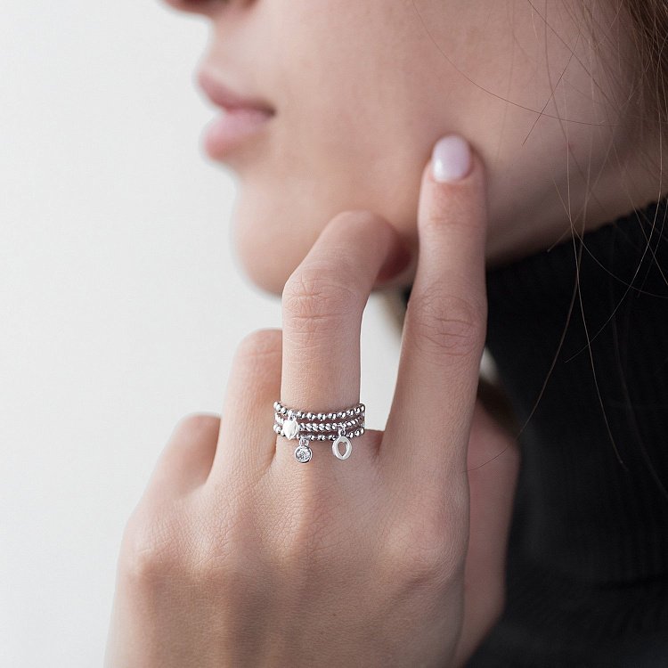 Золоте кільце "Сердечка" з фіанітом к06476 - 2 Золоте кільце "Сердечка" з фіанітом к06476 від ювелірного магазину Онікс - 2