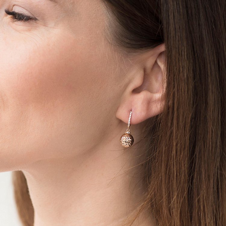 Золоті сережки з фіанітами с05480 від ювелірного магазину Онікс - 1