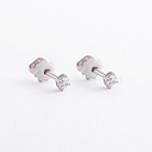 Серебряные серьги - пусеты с фианитами mini 902-00091 от ювелирного магазина Оникс - 1