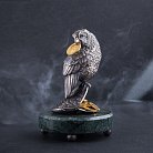 Серебряная фигура ручной работы "Попугай на кошельке с монетами" сер00019 от ювелирного магазина Оникс