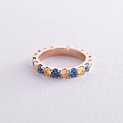 Кольцо с дорожкой голубых и желтых камней (красное золото) к07107 от ювелирного магазина Оникс - 3