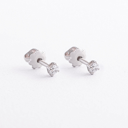 Серебряные серьги - пусеты с фианитами mini 902-00091 №2