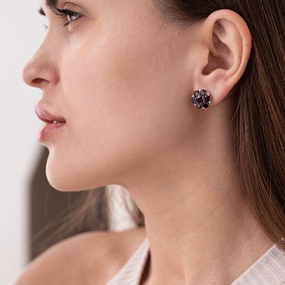 Серебряные серьги (фианиты, пироп) 2968/9р-GARN №2