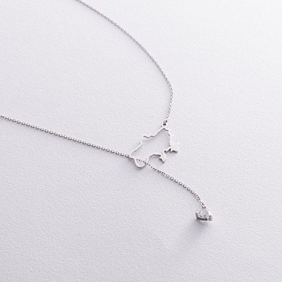 Золоте кольє - краватка "Карта України" (куб. цирконій Swarovski у формі серця) ﻿4050б №2