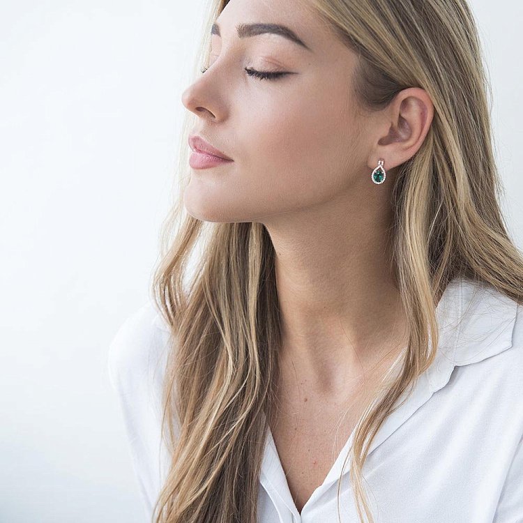 Золоті сережки (празиолит, фіаніт) с04196 від ювелірного магазину Онікс - 5