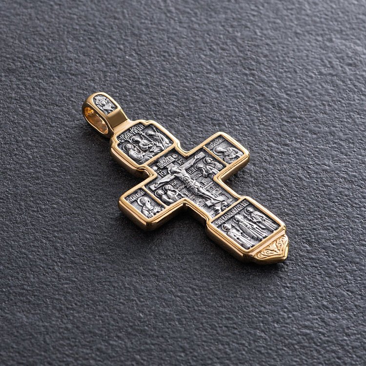Срібний хрестик з позолотою "Розп'яття. Розсудливий розбійник" 131463 від ювелірного магазину Онікс - 1