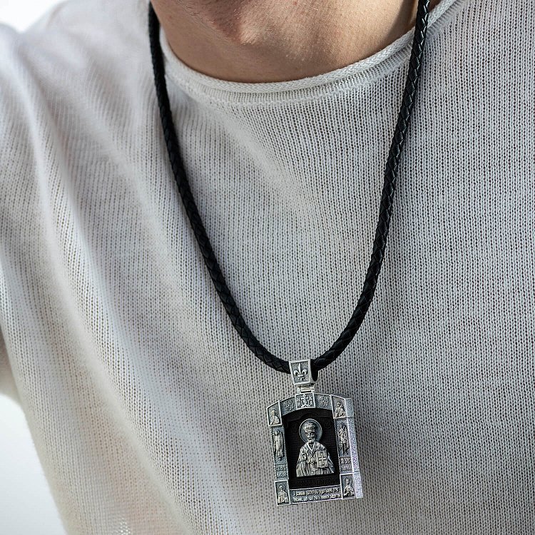 Срібний кулон "Миколай Чудотворець. Отче наш" (ебенове дерево) 621 від ювелірного магазину Онікс - 3