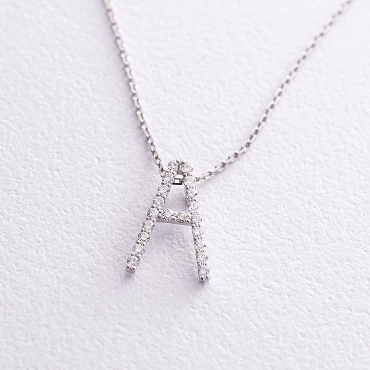 Золотое колье с буквой "А" с бриллиантами 133651121 от ювелирного магазина Оникс - 4