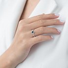 Золотое кольцо с бриллиантами и сапфиром кб0058cha от ювелирного магазина Оникс - 1