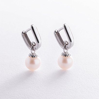 Золотые серьги с жемчугом с05836