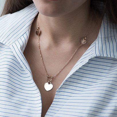 Золотое колье "Сердечки" кол01575 №2