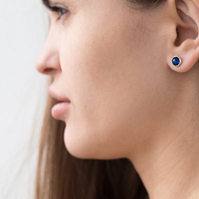 Золоті сережки-пусе﻿ти (син. сапфір) с06463 №2