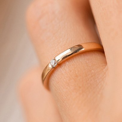 Заручальна золота каблучка з фіанітом к08159 №4