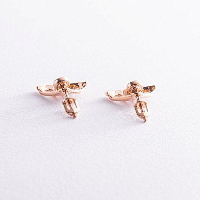 Серьги - джекеты "Фрида" в красном золоте с07954 №4