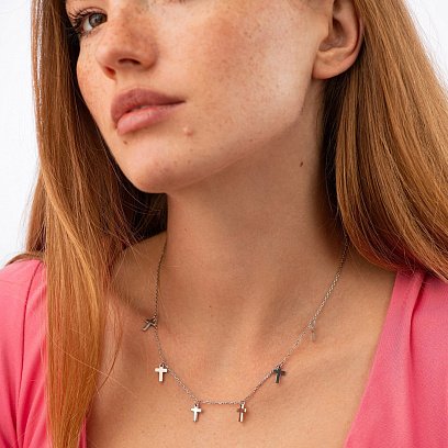 Срібне кольє "Хрестики" (6 шт) 18950 №2