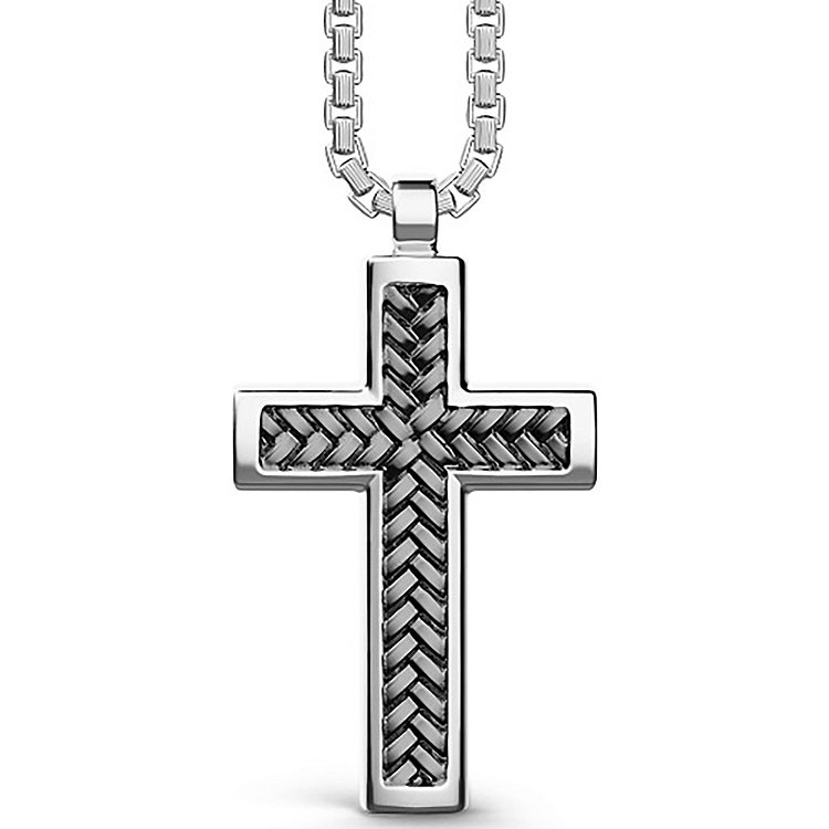 Мужское серебряное колье "Крест" ZANCAN EXC480-N от ювелирного магазина Оникс