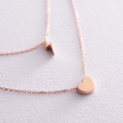 Двойное золотое колье "Молния и сердечко" кол02294 №3