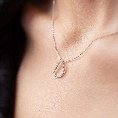 Золотое колье с буквой "D" с бриллиантами 133621121 №6