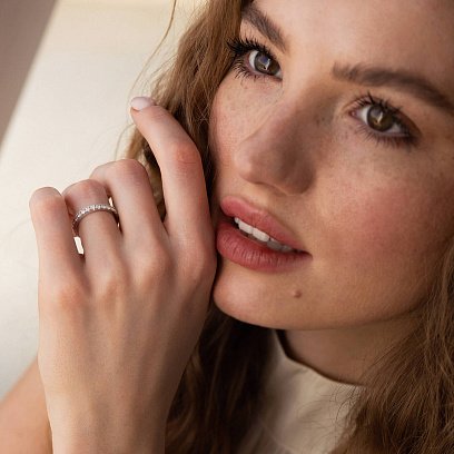 Cеребряное кольцо с дорожкой камней (фианиты) 8150 №6