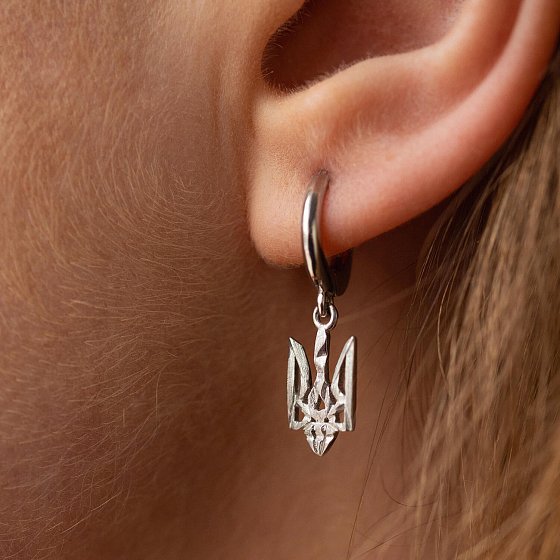 Серебряные серьги "Герб Украины - Тризуб" 863