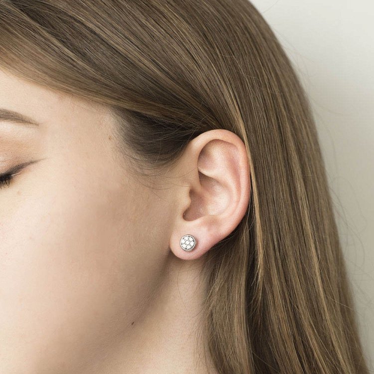 Серебряные серьги-пусеты с фианитами 121919 от ювелирного магазина Оникс - 3