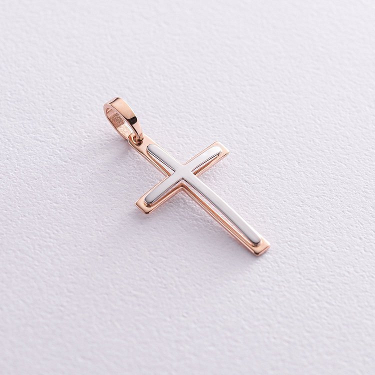 Крестик в красном и белом золоте 250067 от ювелирного магазина Оникс