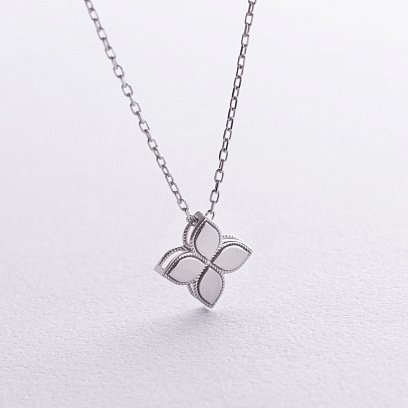 Колье "Клевер" в белом золоте кол02493
