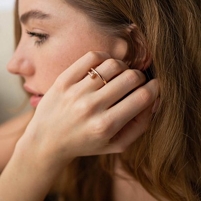 Кольцо "Гвоздь" с бриллиантами (красное золото) кб0474м №2